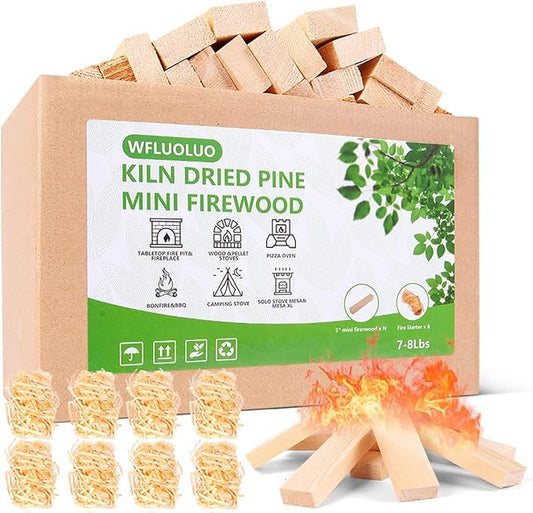 Mini Firewood with 8PCS Fire Starters 5'' Lengths Pine Kiln Dried Fire Sticks Wood Fire Pit Accessories Prefect for Solo Stove Mesa XL, Tabletop Fire Pit, Solo Stove Mesa Sticks Wood