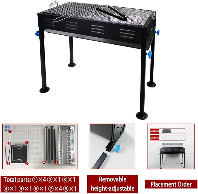Portable Stainless Steel Grill, Home Charcoal Grill and Outdoor Folding Grill, Perfect for Traveling, Outdoor Cooking and BBQ, Camping, Picnics.