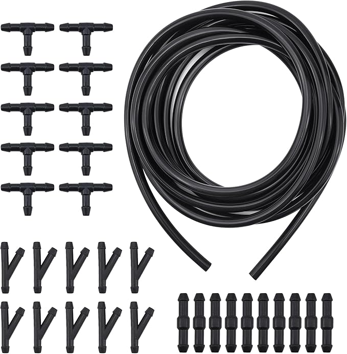 Car Windshield Washer Hose Kit, 3 Meters Universal Windscreen Hose with 30 PCS Connectors for Connecting Car Water Pumps and Nozzles