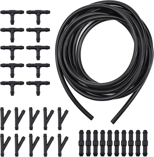 Car Windshield Washer Hose Kit, 3 Meters Universal Windscreen Hose with 30 PCS Connectors for Connecting Car Water Pumps and Nozzles