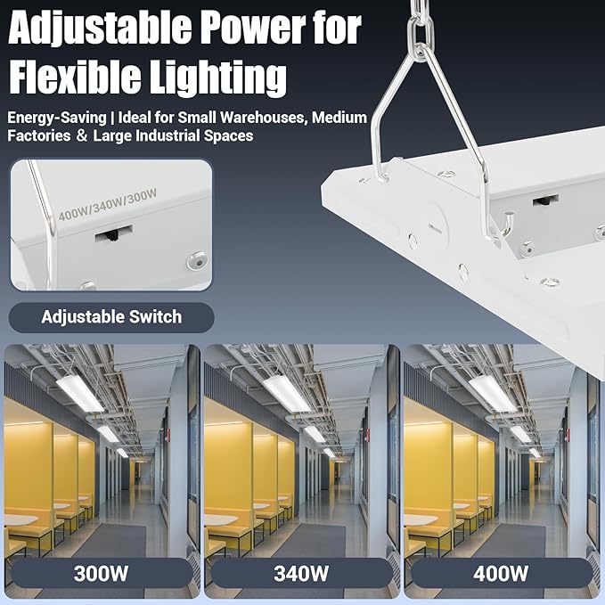 LED Linear Shop Lights 400W, 22500LM Led High Bay Lights 5000K Daylight 120-277V, Led Garage Light for Shop Workshop Store Commercial Supermarket Warehouse Basement Exhibition Room ETL