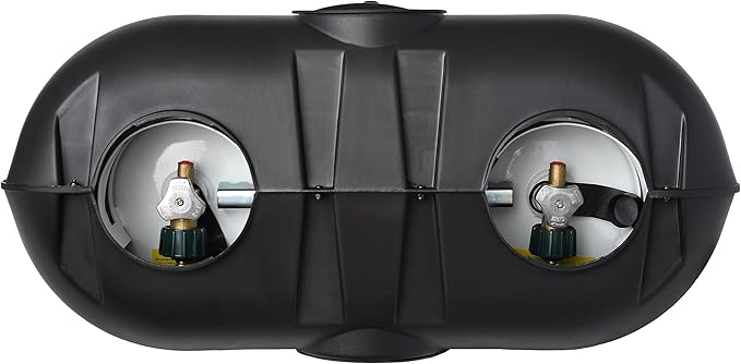 Flame King Dual 30LB LP Propane Tank Light Plastic Heavy Duty Cover for RV, Travel Trailer, Camper And Recreational Vehicle - Black