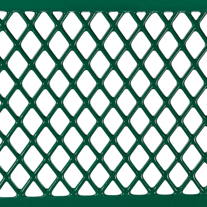 Global Industrial 6'L Heavy Duty Expanded Metal Mesh Bench with Backrest with Steel Frame, Portable Outdoor Bench, 1000 lbs Capacity, Green, 72" L x 24" W x 33" H