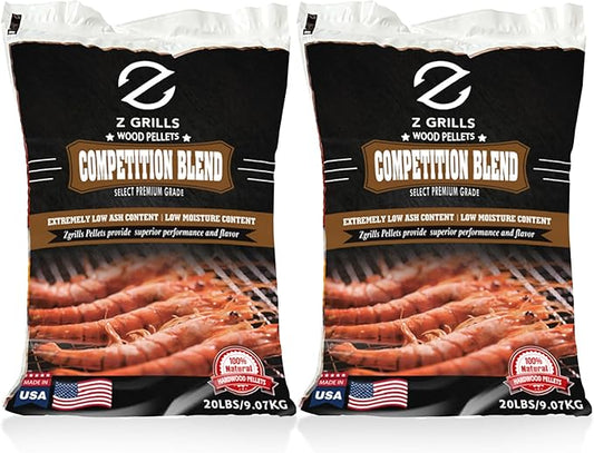 Z GRILLS Wood Pellets for Smoker Grill, 100% All-Natural Hardwood Competition Pellet, 40lbs
