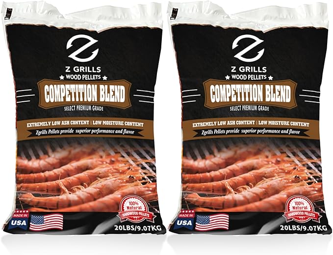 Z GRILLS Wood Pellets for Smoker Grill and BBQ, 100% All-Natural Hardwood Competition-Blend Pellet, 40lbs