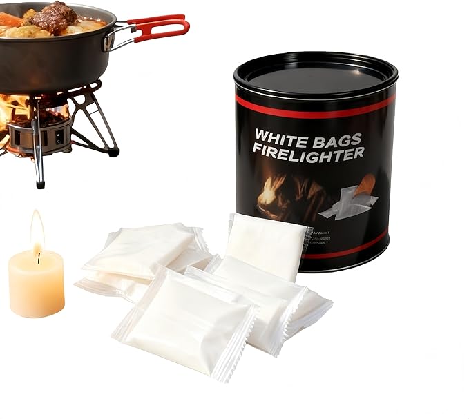 Quick Instant Fire Starter - 100 Pack Waterproof,8+ Minute Burn Time, for Campfires, Fire Pits, Grills