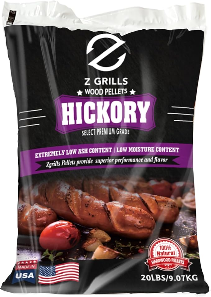 Z GRILLS Wood Pellets for Smoker Grill, 100% All-Natural Hardwood Hickory Pellet, 20lbs