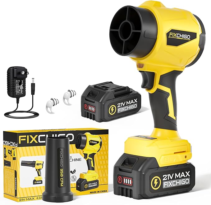 Cordless Leaf Blower, Portable Dust Cleaner with 1 x 4.0Ah Batteries, 3 Speed Modes, Handheld Leaf Blower for Lawn, Garage, Snow, Patio(Yellow)