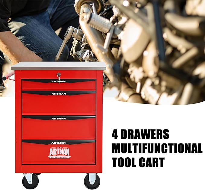 4 Drawers Rolling Tool Box on Wheels, Multifunctional Tool Cart, Drawers Rolling Trolley Organizer Tool Storage Chest for Garage,Workshop,DIY Multiple Interconnectable(4 Drawers-30.5" H)