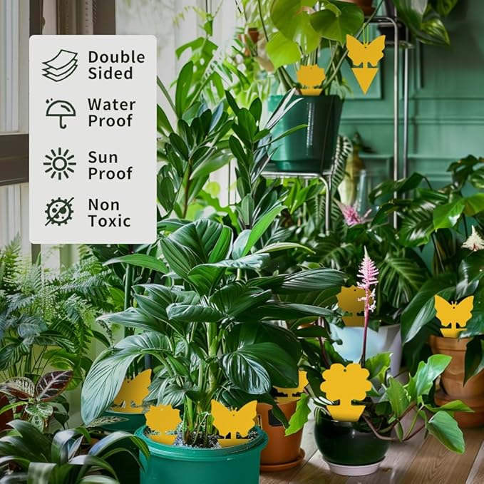 72 Pcs Multi-Sized Sticky Trap For Fungus Gnat (Plants), Flying Insect, Fly, Beautify & Liveliness, Usable In Various Size Pot, Yellow Insect Trap For Indoor, Outdoor, Kitchen & Plant, 3-Shape, 3-Size