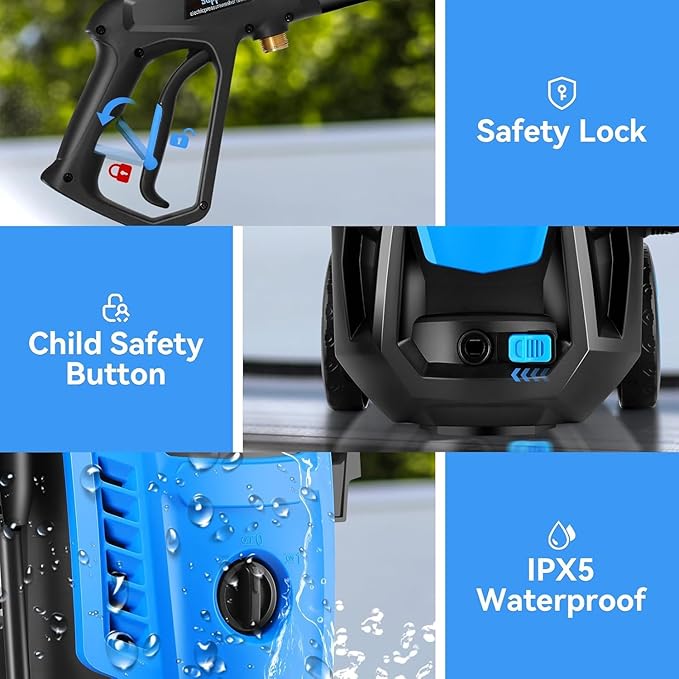 5000PSI Pressure Cleaner, 2025 4.0 GPM High Power Cleaner Machine, with Adjustable Nozzle and Soap Bottle for Cars/Fences/Driveways/Home/Patios (Light Blue)