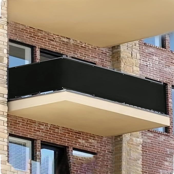 4'x25' Aiwi Space 100% Solid Non-See-Through Privacy Fence Panel, 4ft Garden Privacy Fence, Full Privacy Protect for Balcony, Backyard,Porch, Railing and Pool, Black
