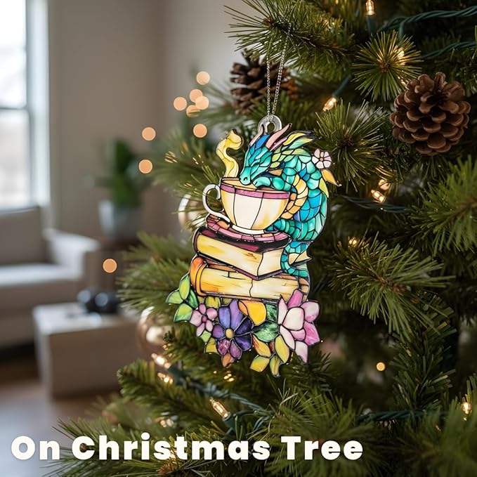 Fairy Christmas Ornament Mythical Creatures Suncatcher Window Hanging Acrylic Stained Glass Effect Art Garden Decor Unique Whimsical Celestial Gift for Mom Thanksgiving