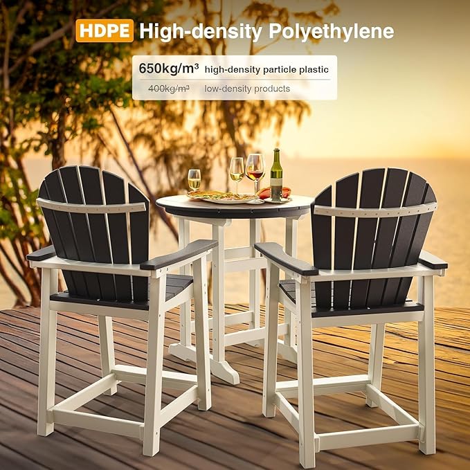 OTSUN Outdoor Tall Adirondack Chair, Patio Bar Stool Chair with High Back, 400lbs, Widened Arms, All-Weather Balcony Chair for Backyard, Garden, Yard (1 PC)