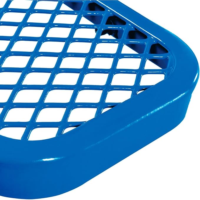 Global Industrial 6'L Heavy Duty Expanded Metal Mesh Bench with Backrest with Steel Frame, Portable Outdoor Bench, 1000 lbs Capacity, Blue, 72" L x 24" W x 33" H
