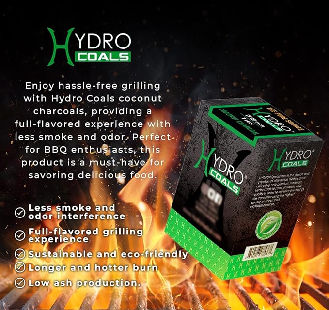 Hydro Coconut Charcoal - Ultimate Grilling & BBQ Experience with Cubes Made of Coconut Shell, Long-Lasting Odorless Charcoal - (1 KG)