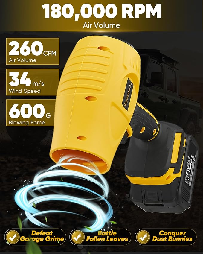 Portable Dust Cleaner 180000 RPM Cordless Leaf Blower 4.0Ah Battery with Adjustable Speed for Patio Driveways Workshop Lawn Cleaning (2 Battery with Storage Case)