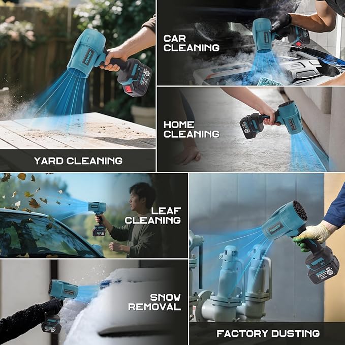 Leaf Blower Cordless, 21V 350,000RPM Portable Dust Cleaner Handheld Leaf Blower w/ 5.0Ah Batteries & Charger, Lightweight Blower for for Lawn, Yard, Patio, Sidewalk and Car Cleaning