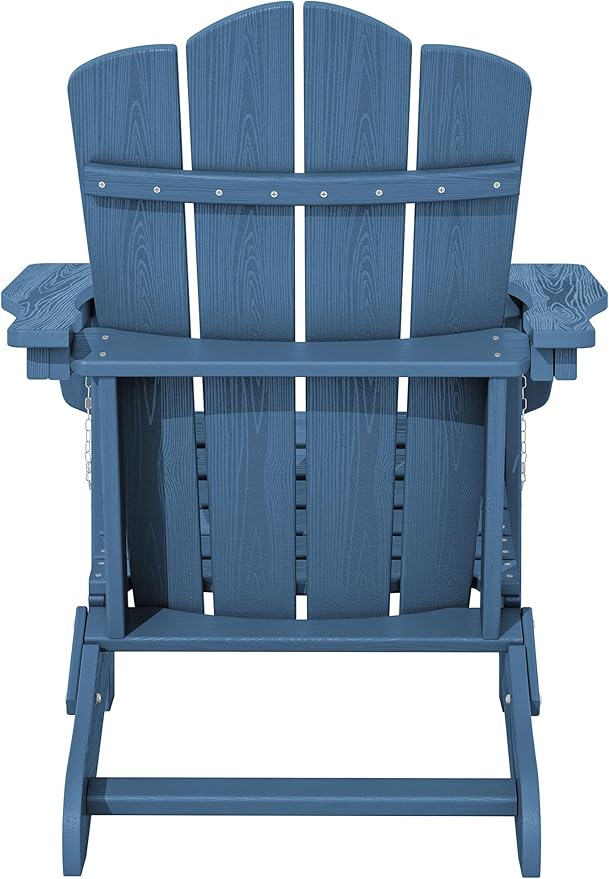 KINGYES Folding Adirondack Chair Set of 6, HDPE All-Weather Adirondack Chair, Navy