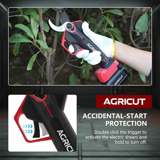 AGRICUT Electric Pruning Shears, 1.2 Inch Max Cutting Capacity Hand Pruners, 14.4V Cordless Branch Cutter with 2 * 2.5Ah Batteries, Pruning Shears for Gardening