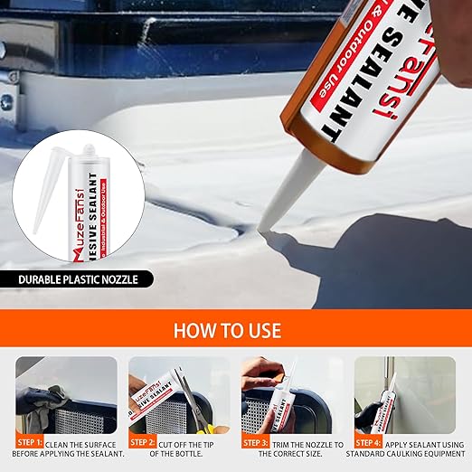 RV Roof Lap Sealant Self Leveling,2 Pack RV Roof Silicone Sealant White, Waterproof Flexible EPDM RV Sealants and Caulking Exterior Repair Kit for Campers,Trailers, Motorhomes