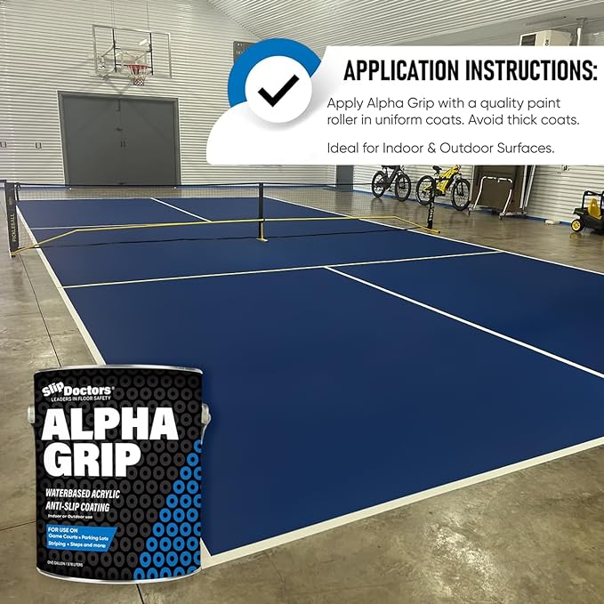 Alpha Grip Non-Slip Paint for Concrete & Asphalt – Non-Skid Coating Ideal for Striping Parking Lots, Playgrounds & Pavements (White, 1 Gallon)