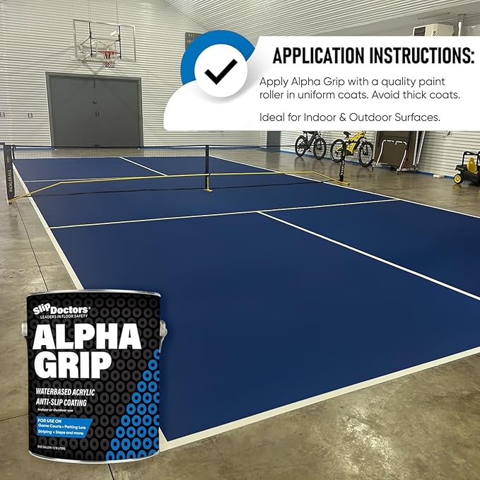 Alpha Grip Non-Slip Paint for Concrete & Asphalt – Non-Skid Coating Ideal for Striping Parking Lots, Playgrounds & Pavements (Tennis Green, 1 Gallon)