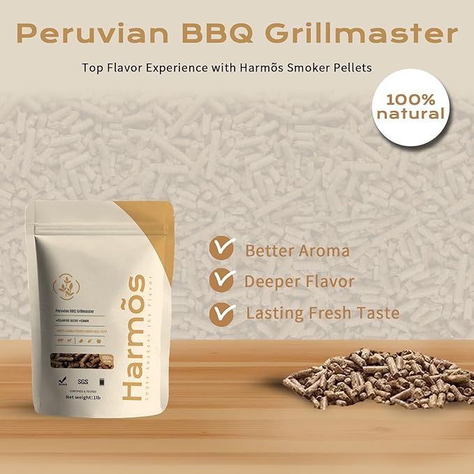 Harmos 4-Wood Pellets with Cilantro Seeds & Cumin – Flavorful Hardwood Pellets for Ninja Outdoor Grill, Smoker & Woodfire Grills, Resealable Bag, 2 Packs