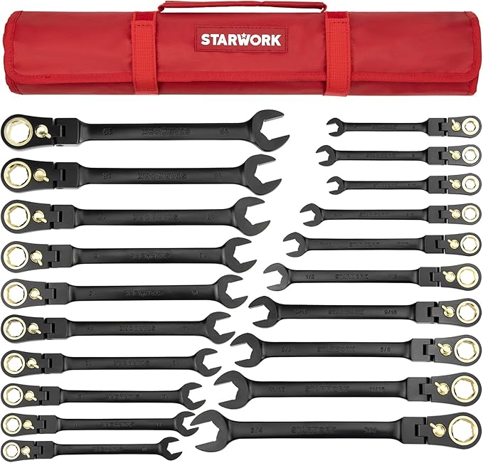 STARWORK Ratcheting Combination 20Pc. Wrench Set (20Pc. 120T FLX Reversible)