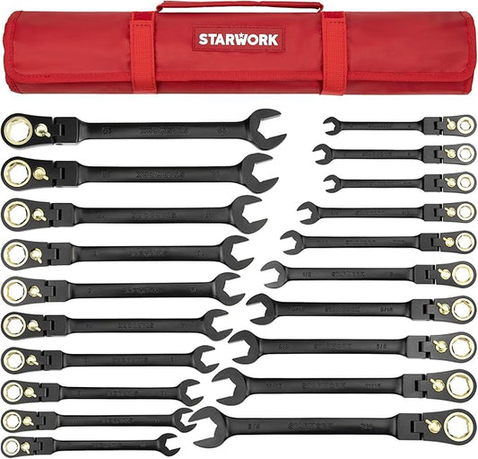 STARWORK Ratcheting Combination 20Pc. Wrench Set (20Pc. 120T FLX Reversible)