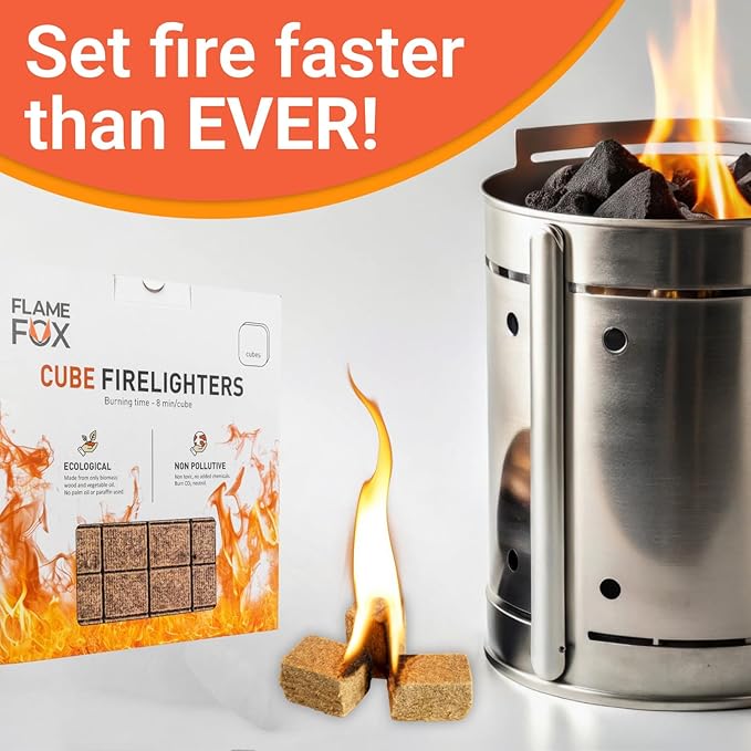 Flamefox Fire Cubes 160pcs - Quick Lighting Fire Starter for Fireplace, Wood Stove, BBQ, Camping - Easy Ignition, Long & Clean Burning, Weather Resistant Fire Lighter
