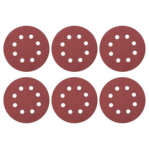 HARFINGTON 20 Pcs 5 Inch Sanding Discs, 600 Grit Hook and Loop Sandpaper, 8-Hole Aluminum Oxide Orbital Sander Sandpaper for Woodworking Automotive Metal Polishing, Red