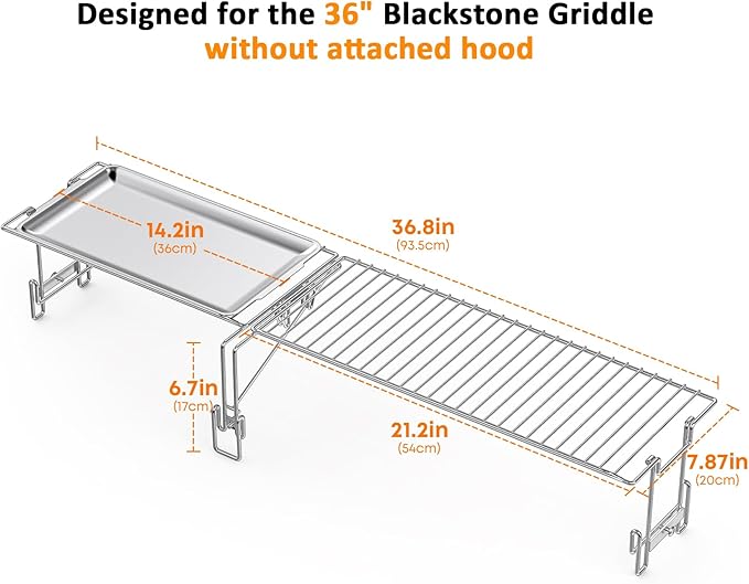 Stanbroil Griddle Warming Rack and Tray for 36" Blackstone Griddle, Foldable Cooking Grate BBQ Accessories Compatible with 36" Blackstone Griddle (Not Work with Hood)