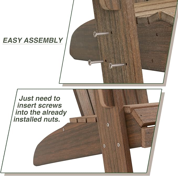 Adirondack Chair Outdoor, Oversized Patio Chair Poly Lumber, Weather Resistant & Heavy Duty, Fire Pits Chair for Porch, Poolside, Lawn, Backyard and Garden, 350lbs Capacity (Light Brown)