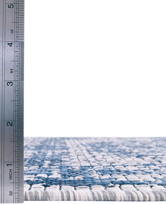Unique Loom Outdoor Traditional Collection Area Rug - Timeworn (7' 10" x 10' Oval, Blue/ Gray)