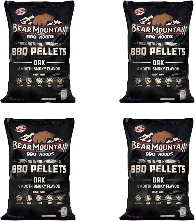 Bear Mountain BBQ Premium All Natural Hardwood Red and White Oak Wood Chip Pellets for Outdoor Gas, Charcoal, and Electric Grills, 20 Pounds (4 Pack)