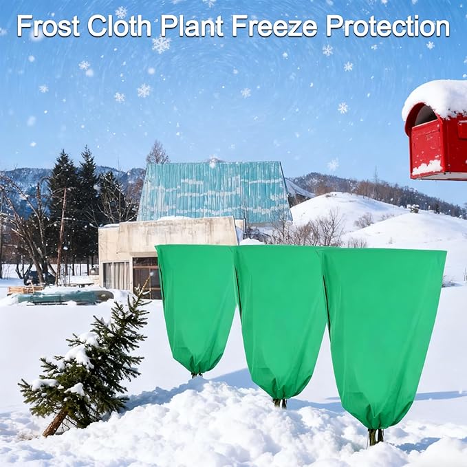 Plant Covers Freeze Protection 2 pcs 78.7ft x 95ft Winter Frost Covers for Outdoor Plants with Drawstring, Reusable Frost Cloth Plant Protection for Shrubs Trees and Potted Plants