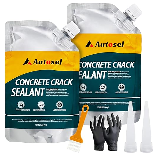 Concrete Crack Filler, Cement Crack Filler, Self Leveling Concrete Crack Repair Sealant–Quick-Drying, Waterproof, Durable Filler for Driveway, Sidewalk & Expansion Joint Repair-2 PCS