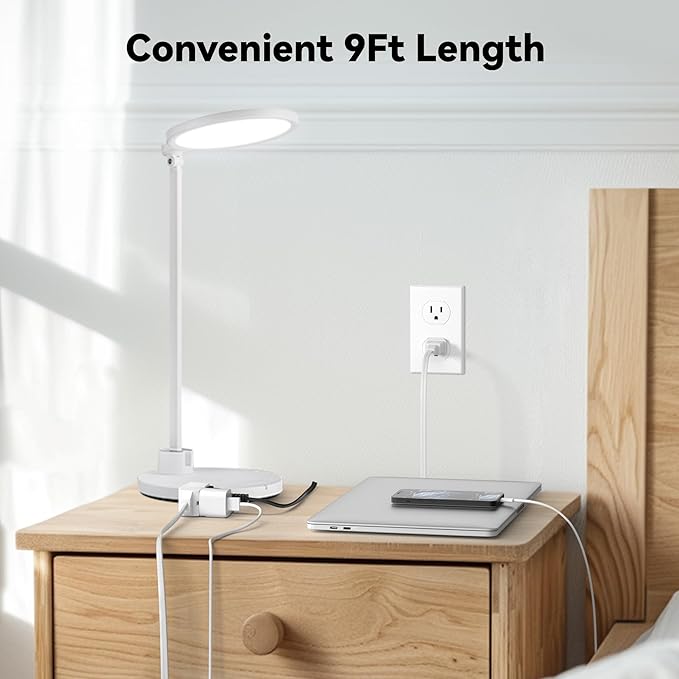 BN-LINK 9ft 3 Outlet Indoor Extension Cord 16/2 SPT-2, 2 Pack White, 2 Prong Polarized Plug, Household Power Cord for Home, Office, and Holiday Decorations