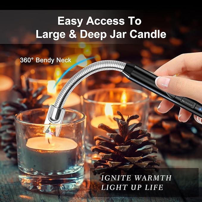 KTEBO® 2 Pack Plasma Arc Electric Lighters Rechargeable - USB Long Reach for Scented Candles, BBQ Grill &Camping - Windproof Design Lighters-Black and Rose Gold - Stocking Stuffers