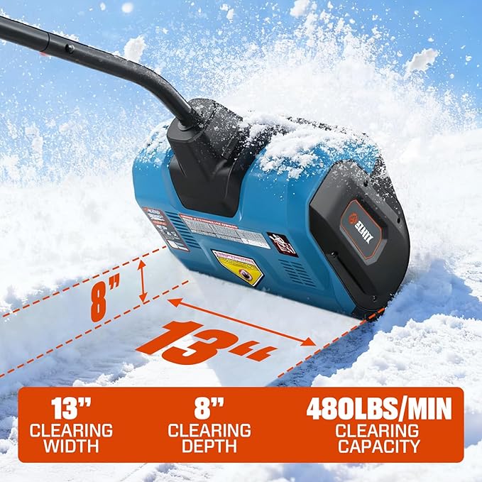 SENIX 12 Amp Electric Snow Shovel | 13-Inch Corded Snow Thrower with 8-Inch Clearing Depth | 480 lbs/Min Removal, 26ft Max Throw Distance for Driveway, Sidewalk, Steps & Patio (STE12-L)