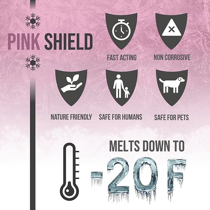 Peach Country Pink Ice Melt -25°F Effective, Pet Safe Eco-Friendly De-Icer, Fast-Acting Granules for Driveways, Walkways & Entryways, 45 lb Pail