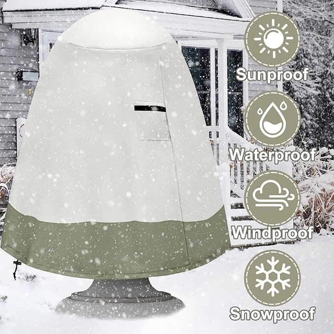 Fountain Cover（48"x68"） 600D Oxford Cloth Garden Fountain Statue Protective Cover, Fountain Protector with Drawstring Weather Resistant for Winter Outdoor Patio Fountain (48"x68"- khaki)