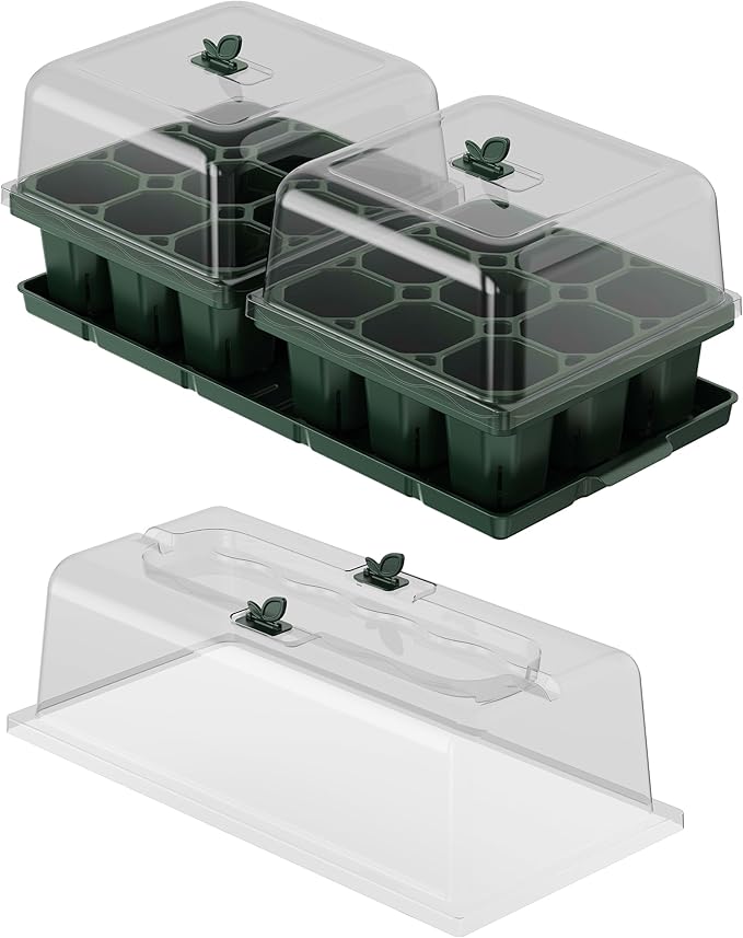 Vego garden Germination Bundle, 2Packs Giga Seedling Trays with Seedling Tray Lids and 10" x 20" Seedling Humidily Dome