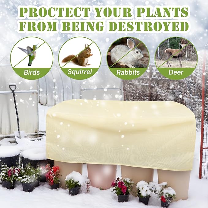2 Pcs 49.6" x 20" Raised Garden Bed Cover for Winter Large Plant Covers Freeze Protection with Zipper Drawstring Frost Cloth Blanket Protection Box Bags for Garden Outdoor Plants Bush