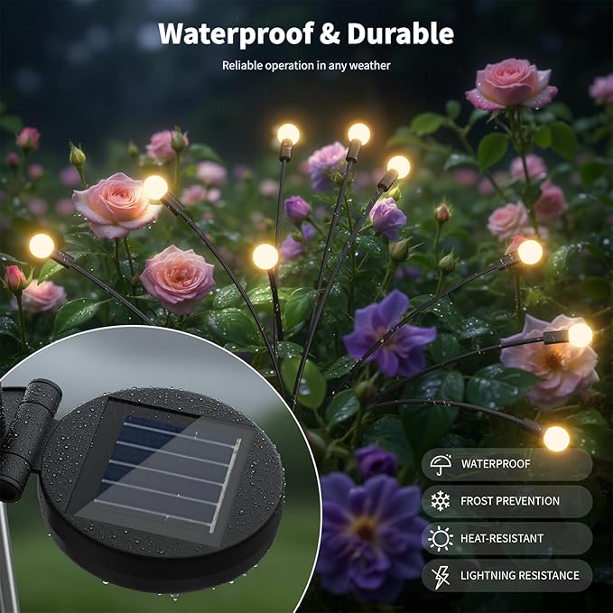 Outdoor Solar Lights Waterproof (8 Pack, 80 LED), Fairy Garden Decor, Fairy Tale Courtyard Decor, Firefly Lights, Solar Garden Lights, Solar Landscape Lights, Gifts for Women Who Have Everything