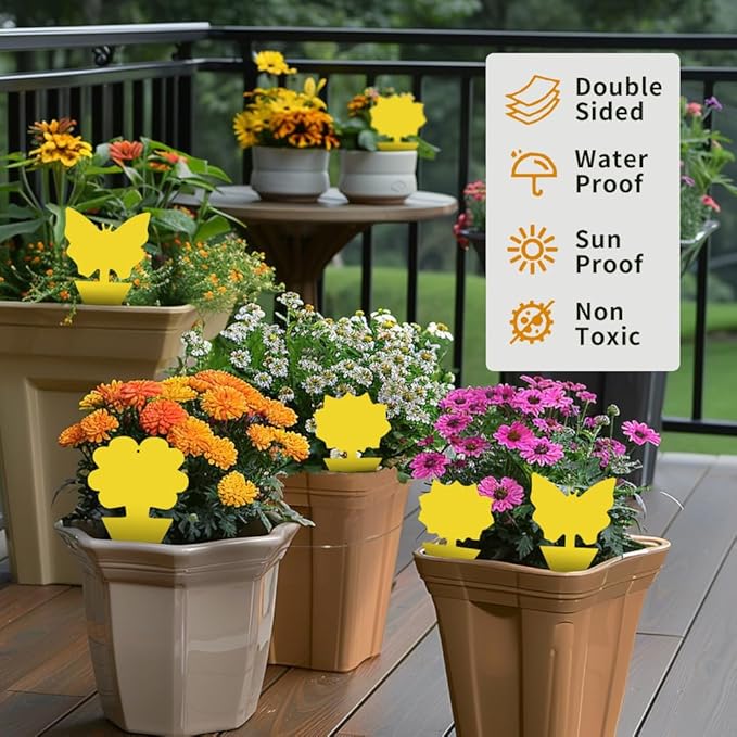 72 Pcs Multi-Sized Sticky Trap For Fungus Gnat (Plants), Flying Insect, Fly, Beautify & Liveliness, Usable In Various Size Pot, Yellow Insect Trap For Indoor, Outdoor, Kitchen & Plant, 3-Shape, 3-Size
