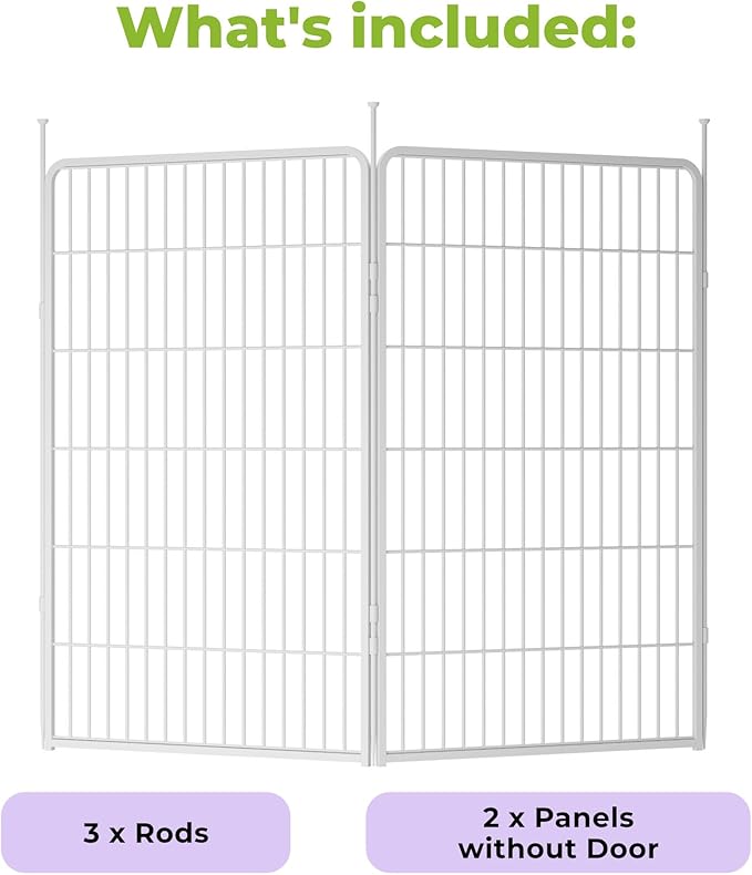 SunsGrove Garden Fence 40 in(H) x 4.5 ft(L) 2 Panels, Heavy Duty Metal Animal Barrier Fence for Dogs, Easy No-Dig Setup, Decorative Dog Fences, White