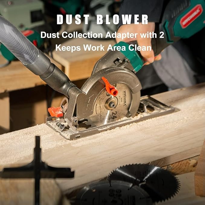HYCHIKA 6.2A Mini Circular Saw with 3 Blades, Reciprocating Saw, 30W LED Work Light, 3-Tool Power Tool Set Combo Kit