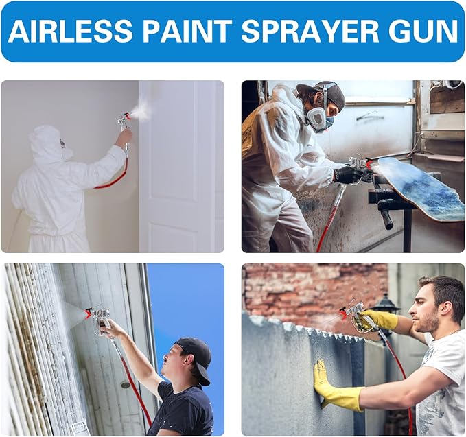 DUSICHIN Airless Paint Spray Gun 3600 PSI Swivel Joint for Graco Titan Airless Paint Sprayers Reversible 517 Nozzle Tip and Tip Guard 10 inches Extension Pole DUSG90